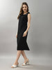 A-line Black Below Knee Dress