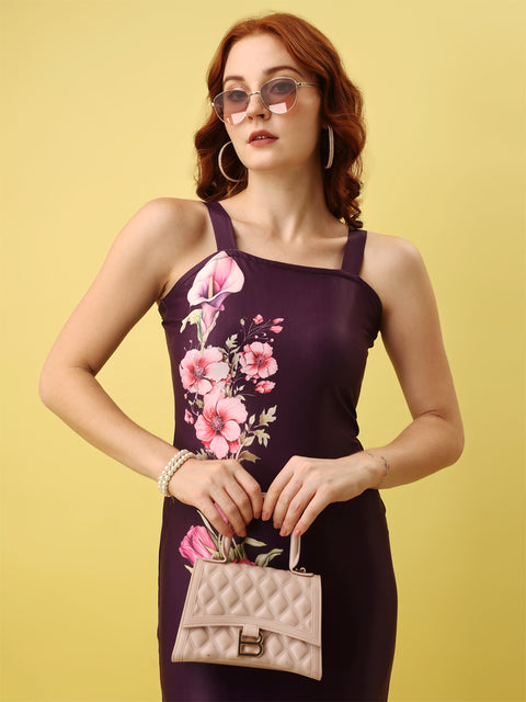Attire Empire Women Bodycon Wine Dress