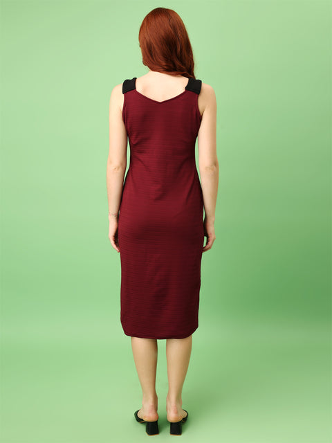 Attire Empire Women Bodycon Maroon Dress