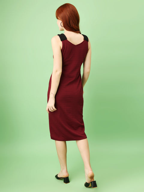 Attire Empire Women Bodycon Maroon Dress
