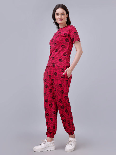 Attire Empire T-Shirt Trouser Pant Co-ords Set Red