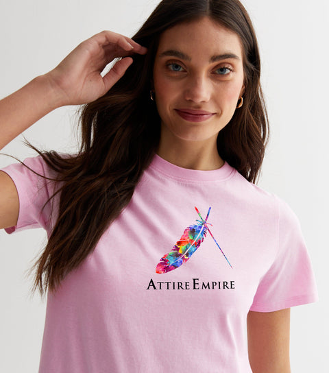 Attire Empire Women Pink Printed Round Neck T-shirt