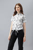 Regular FitPrinted Spread Collar Casual White Shirt
