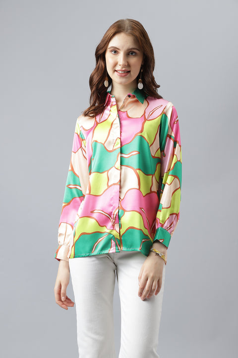 Attire Empire Women Regular Fit Printed Spread Collar Casual MultiColour Shirt