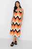 Attire Empire Women Bodycon Orange and White Dress