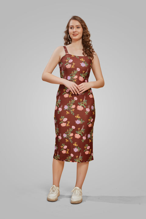 Attire Empire Women Bodycon BrownDress