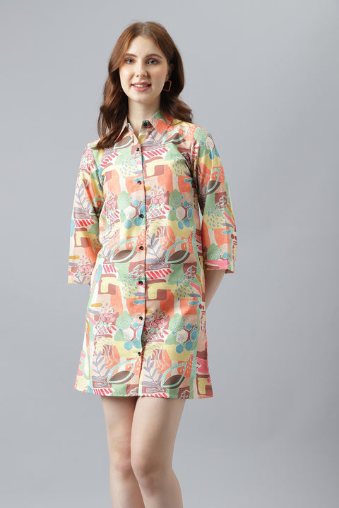 Attire Empire Women Regular Fit Multi-Coloured Spread Collar Casual Shirt
