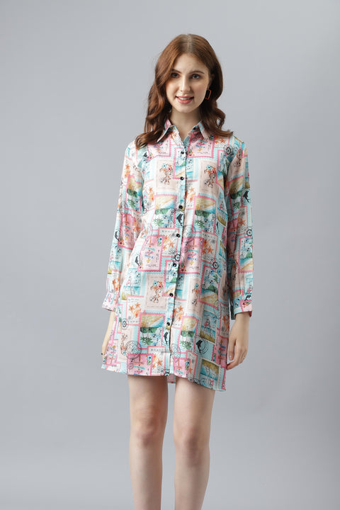 Attire Empire Women Regular Fit Spread Collar Casual Pink Shirt