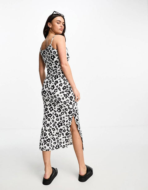 Attire Empire Women Black & White Midi Dress