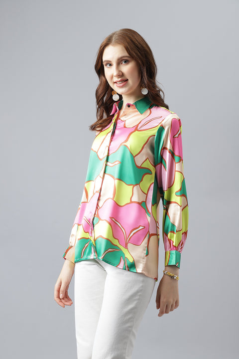 Attire Empire Women Regular Fit Printed Spread Collar Casual MultiColour Shirt