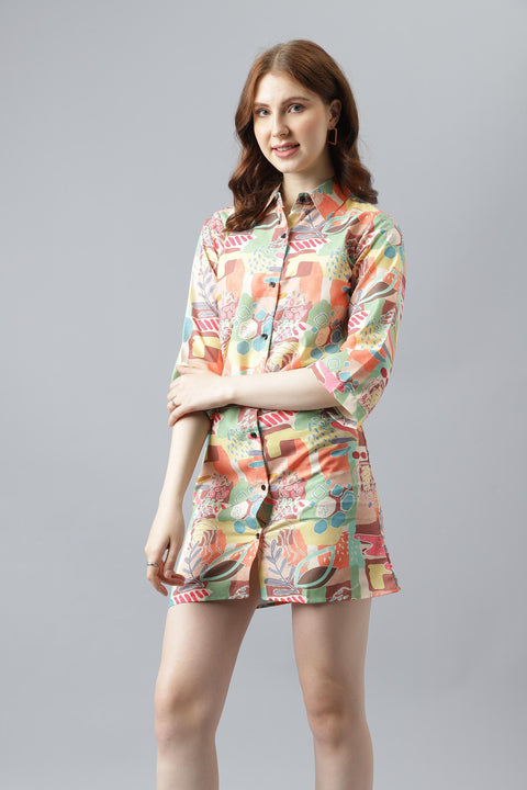 Attire Empire Women Regular Fit Multi-Coloured Spread Collar Casual Shirt