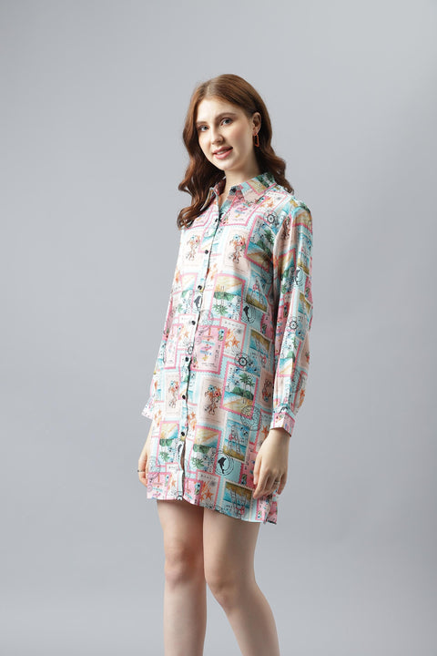 Attire Empire Women Regular Fit Spread Collar Casual Pink Shirt