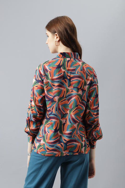 Attire Empire Women Regular Fit Printed Spread Collar Casual MultiColour Shirt