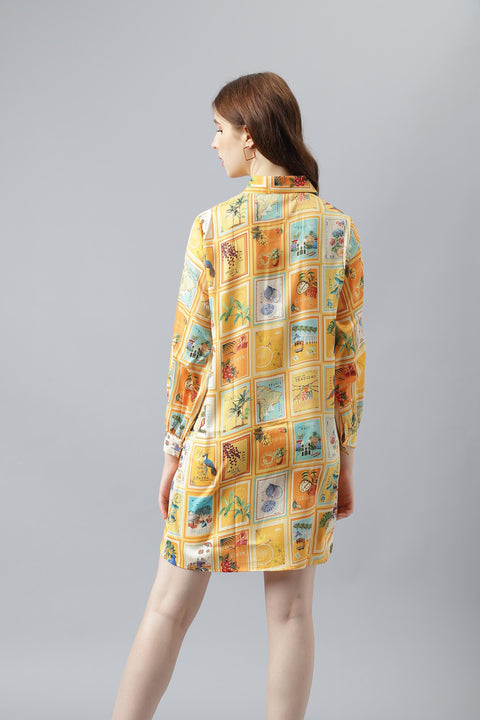Attire Empire Women Regular Fit Spread Collar Casual Yellow Long Shirt