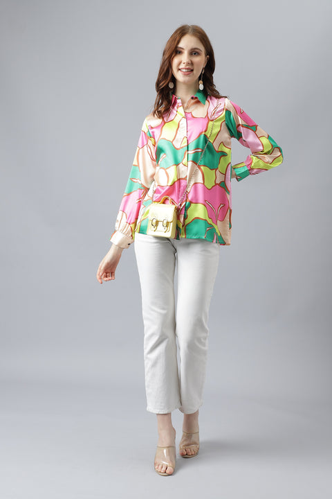 Attire Empire Women Regular Fit Printed Spread Collar Casual MultiColour Shirt