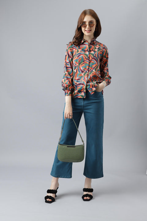 Attire Empire Women Regular Fit Printed Spread Collar Casual MultiColour Shirt