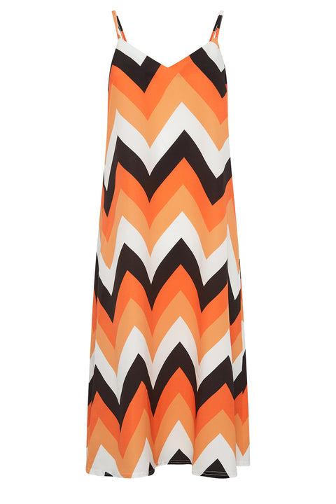 Attire Empire Women Bodycon Orange and White Dress