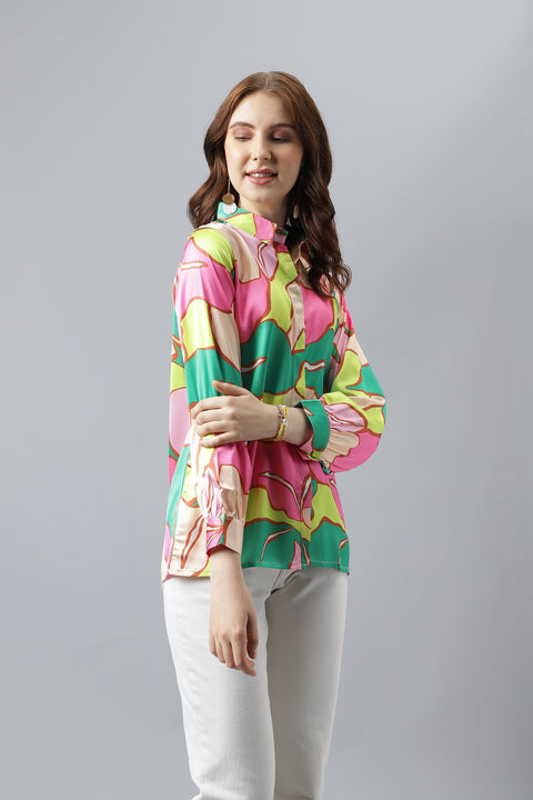 Attire Empire Women Regular Fit Printed Spread Collar Casual MultiColour Shirt