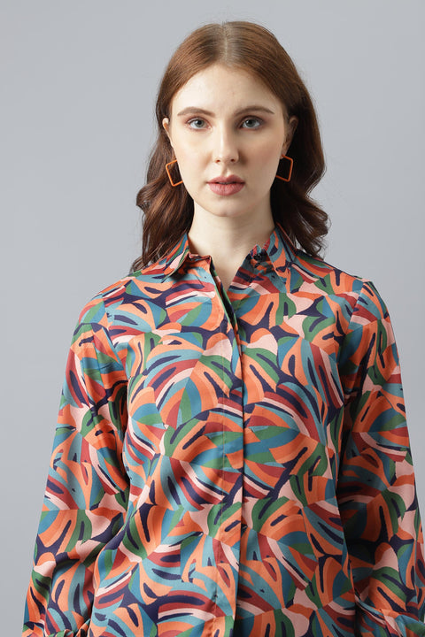Attire Empire Women Regular Fit Printed Spread Collar Casual MultiColour Shirt