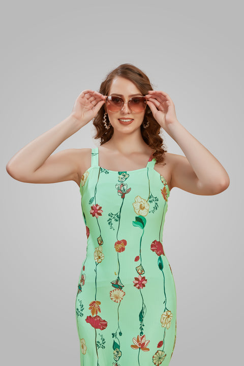 Attire Empire Women Bodycon Pista Green Dress