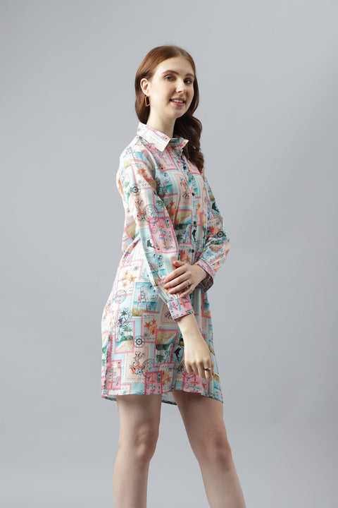Attire Empire Women Regular Fit Spread Collar Casual Pink Shirt