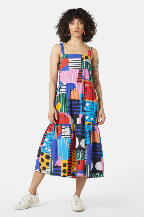 Attire Empire Women's Rayon Midi Multicolour Dress