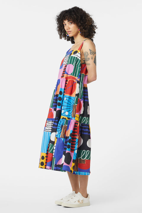 Attire Empire Women's Rayon Midi Multicolour Dress