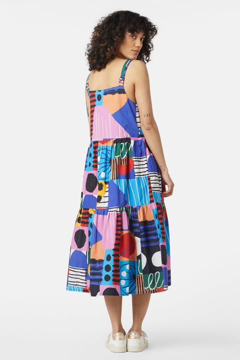 Attire Empire Women's Rayon Midi Multicolour Dress