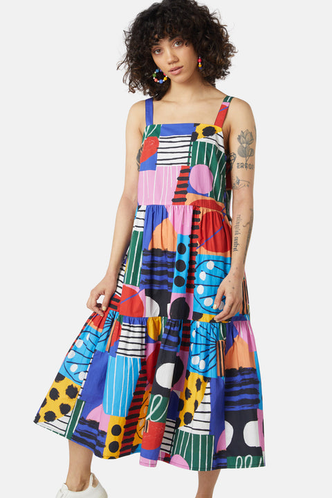 Attire Empire Women's Rayon Midi Multicolour Dress