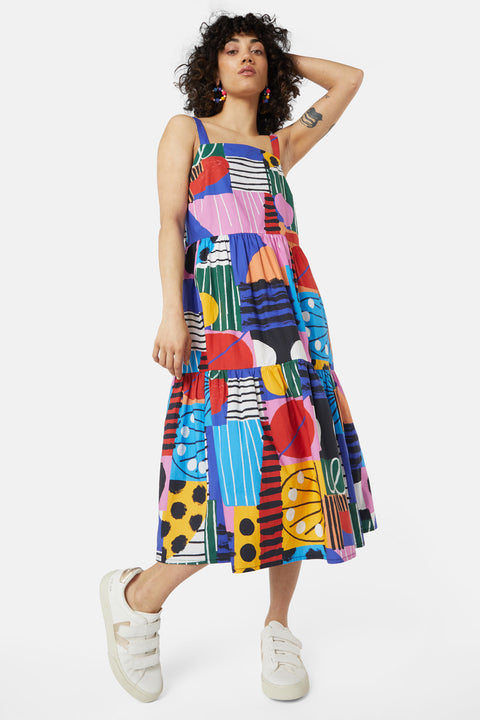 Attire Empire Women's Rayon Midi Multicolour Dress