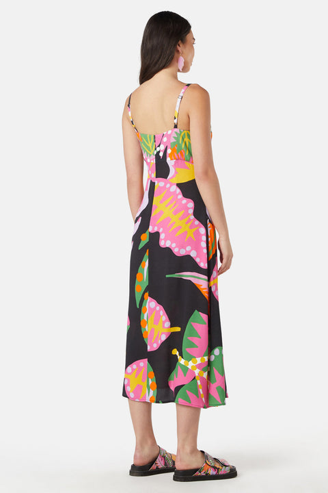 Attire Empire Women's Rayon Midi Black Dress
