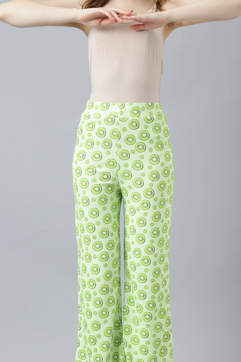 Attire Empire Women Printed Track Pant Light Green