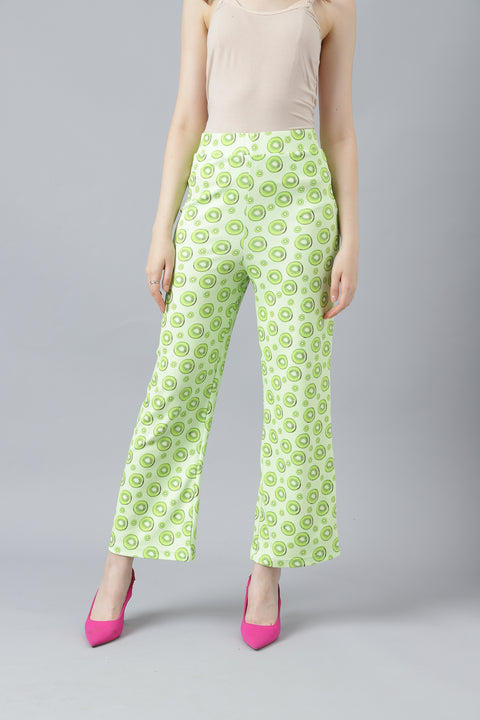 Attire Empire Women Printed Track Pant Light Green