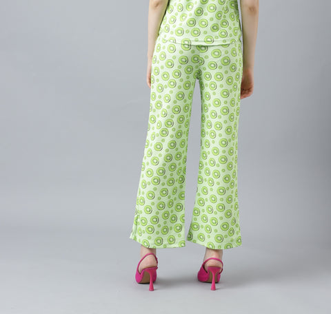 Attire Empire Women Printed Track Pant Light Green