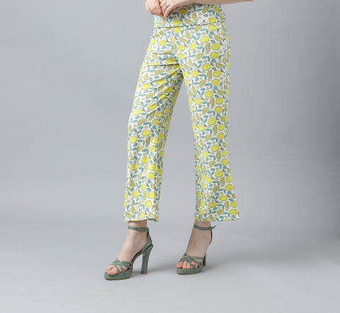 Attire Empire Women Printed Track Pant Light Yellow