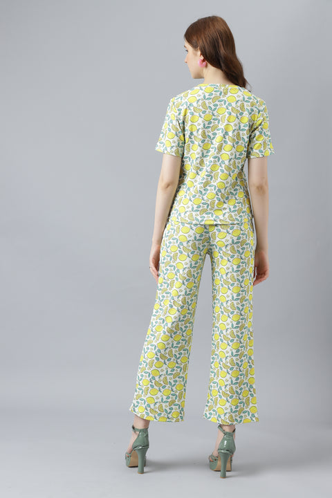 Attire Empire T-Shirt Trouser Pant Co-ords Set Light Yellow