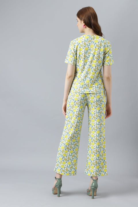 Attire Empire T-Shirt Trouser Pant Co-ords Set Light Yellow