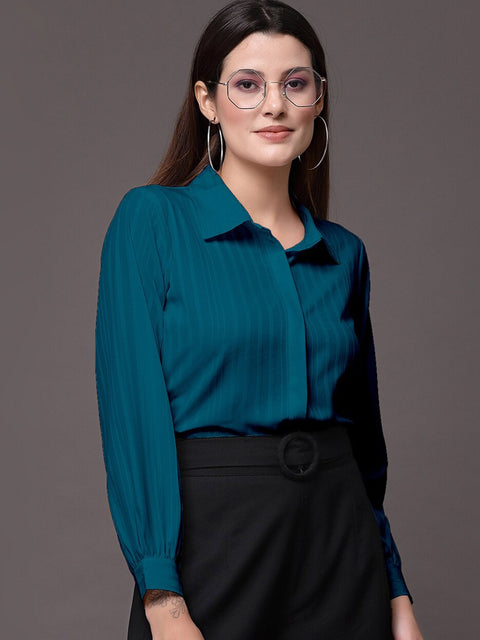 Attire Empire Women Regular Fit Printed Spread Collar Casual Shirt