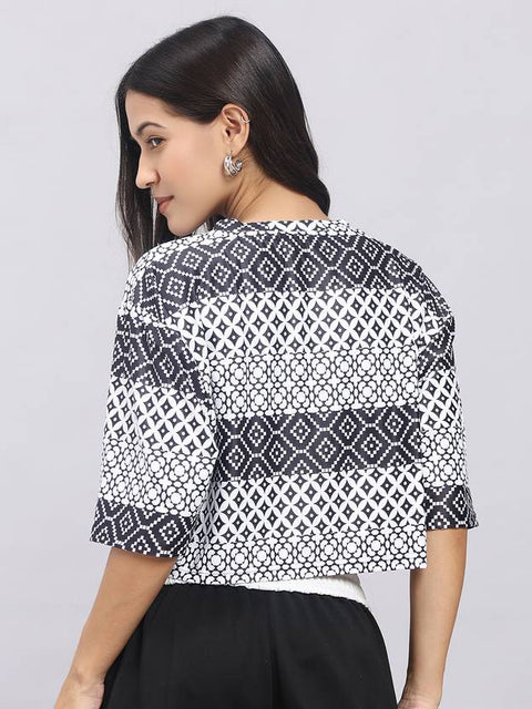 Formal Regular Sleeves Printed Women White Top