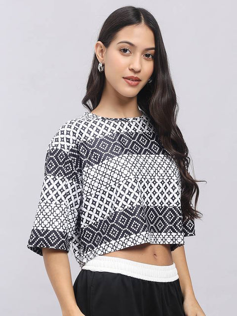 Formal Regular Sleeves Printed Women White Top