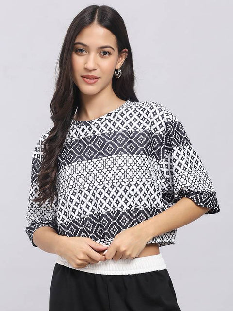 Formal Regular Sleeves Printed Women White Top