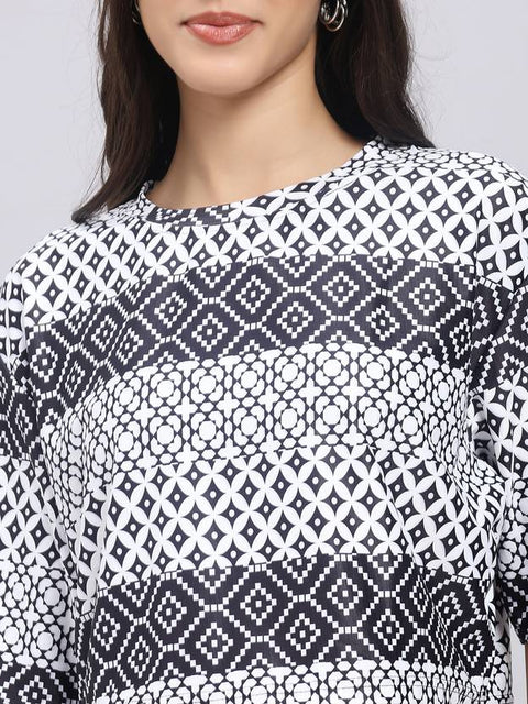 Formal Regular Sleeves Printed Women White Top