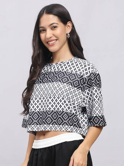 Formal Regular Sleeves Printed Women White Top