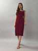Women A-line Red Below Knee Dress