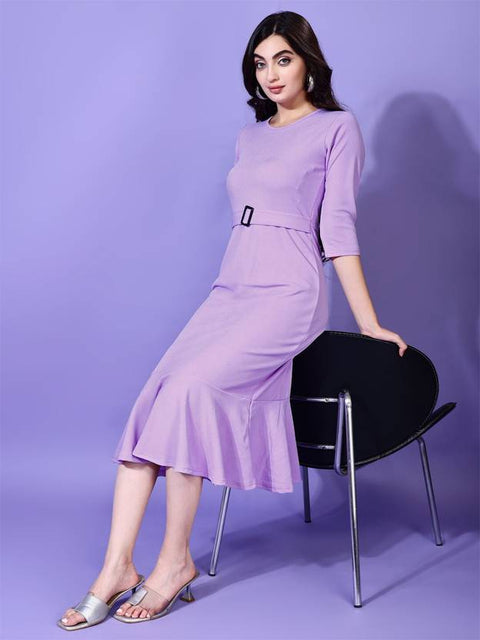 Women Bodycon Purple Midi/Calf Length Dress