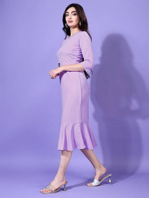 Women Bodycon Purple Midi/Calf Length Dress