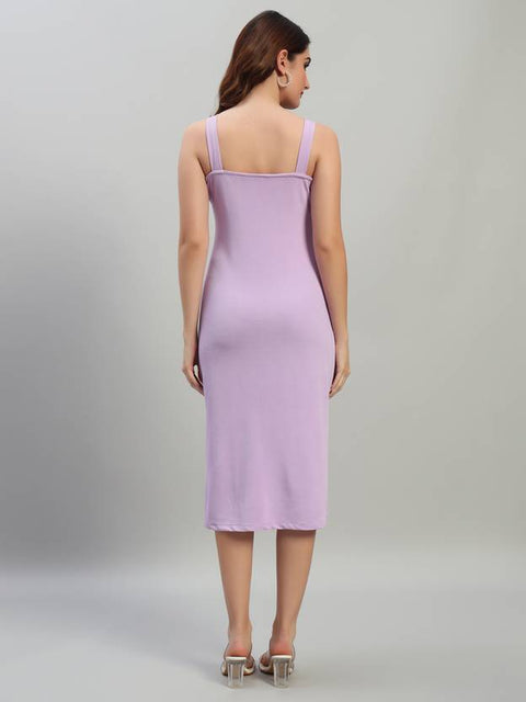 Bodycon Purple Below Knee Dress