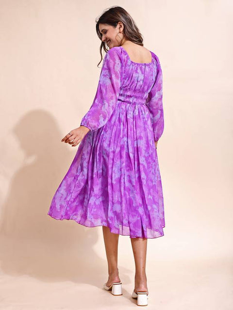 Women Fit and Flare Multicolor Maxi/Full Length Dress