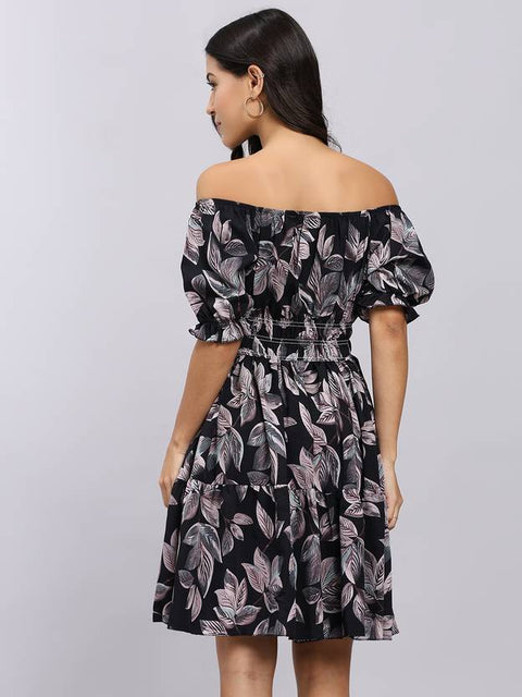 Women A-line Black Above Knee/Mid Thigh Length Dress