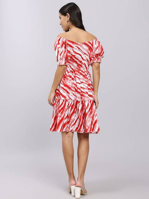 Women A-line Red Above Knee/Mid Thigh Length Dress
